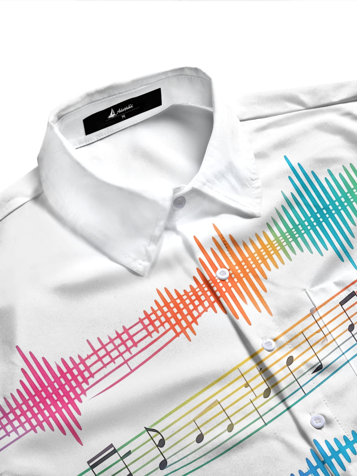 Adaychic Men's Graphic Colorful Music Notes Print Long Sleeve Shirt with Chest Pocket
