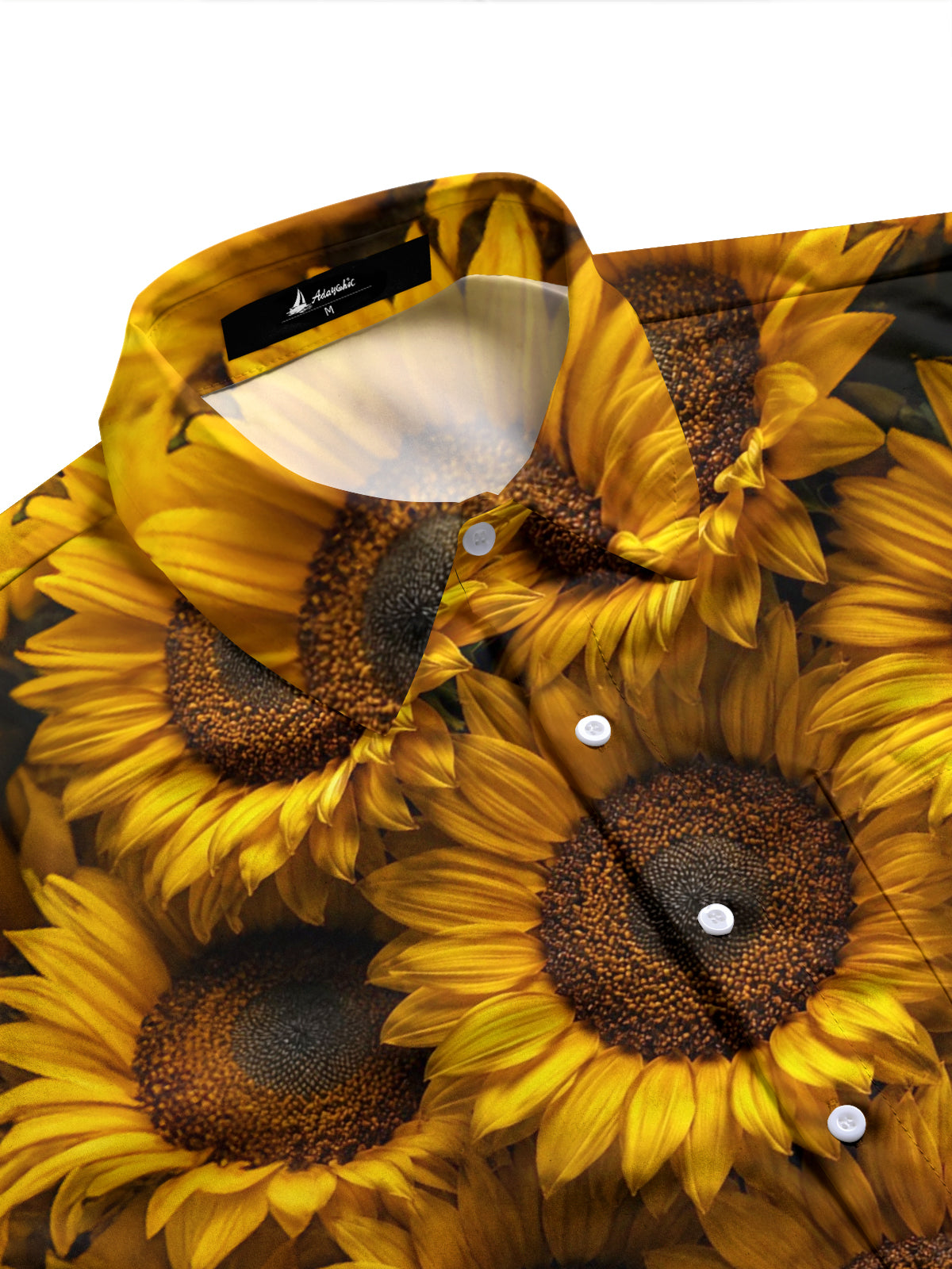 Adaychic Men's Hawaiian Sunflower Print Long Sleeve Shirt with Chest Pocket