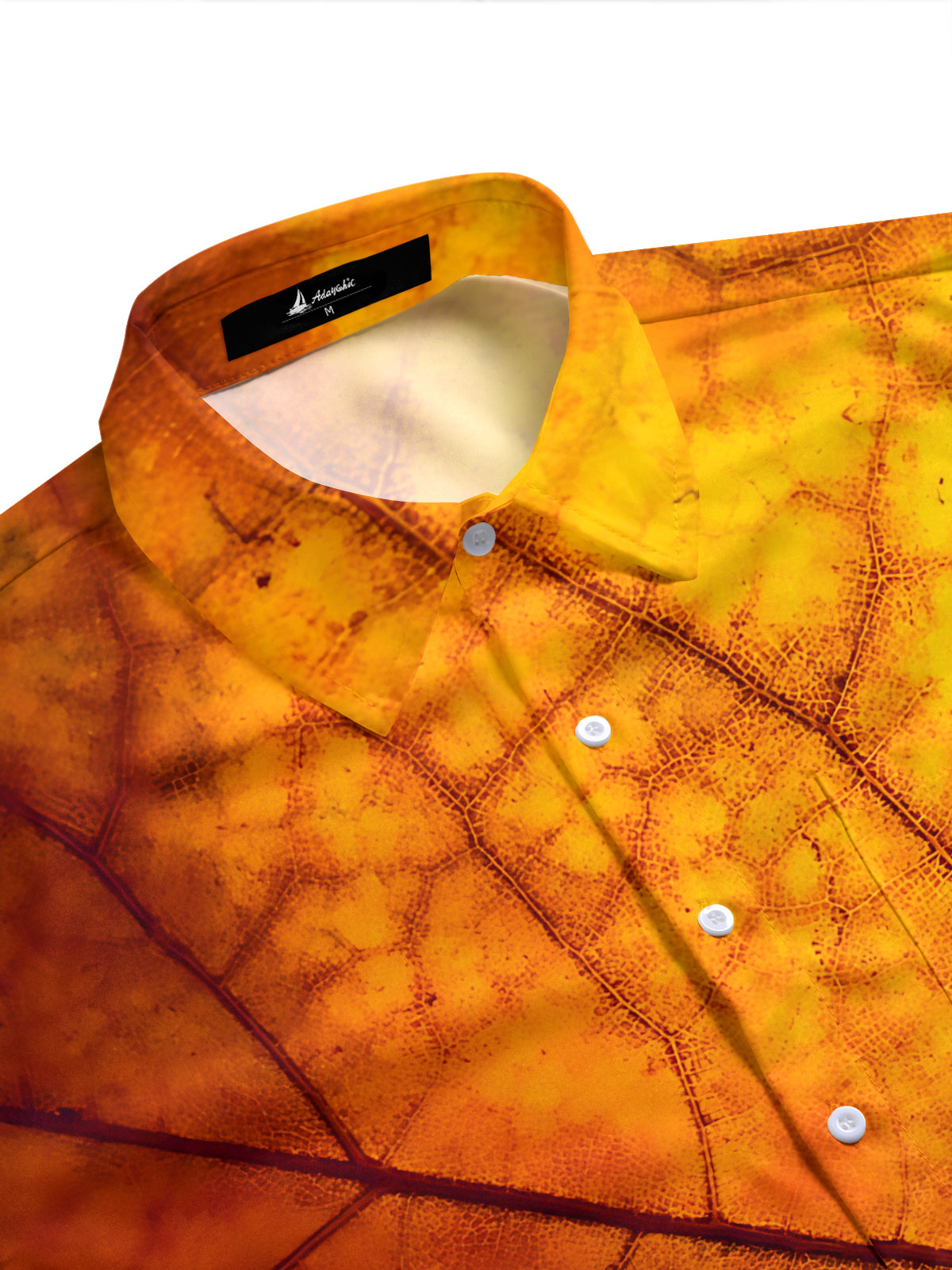 Adaychic Men's Printed Autumn Leaf Print Leaf Vein Pattern Short Sleeve Shirt with Chest Pocket
