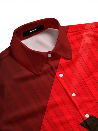 Adaychic Men's Printed Piano Silhouette Print Short Sleeve Shirt with Chest Pocket