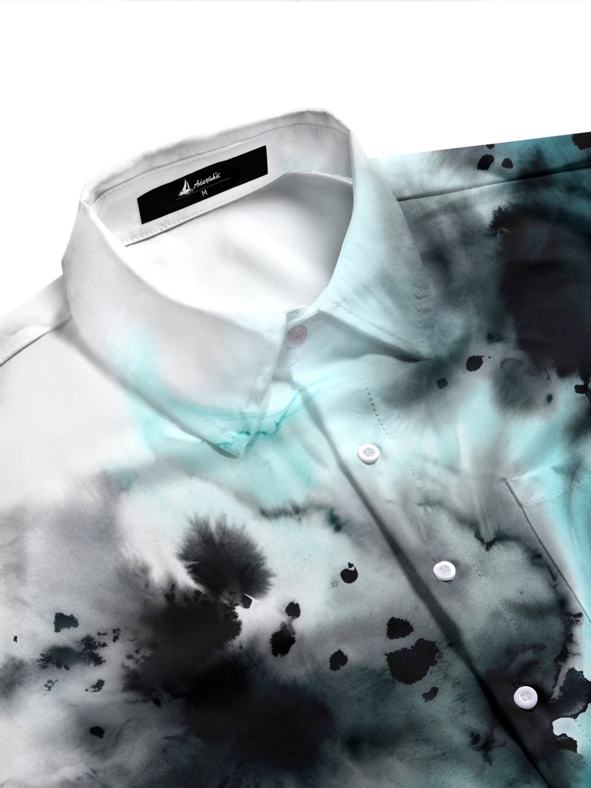 Adaychic Men's Tie Dye Abstract Ink Wash Print Long Sleeve Shirt with Chest Pocket