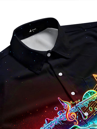 Adaychic Neon Cocktail Men's Short Sleeve Shirt with Chest Pocket
