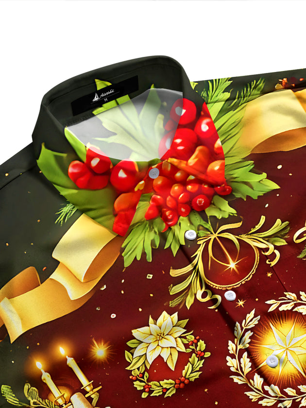 Adaychic Men's Long Sleeve Shirt - Christmas Nativity Scene With Angel And Shepherd Print with Chest Pocket