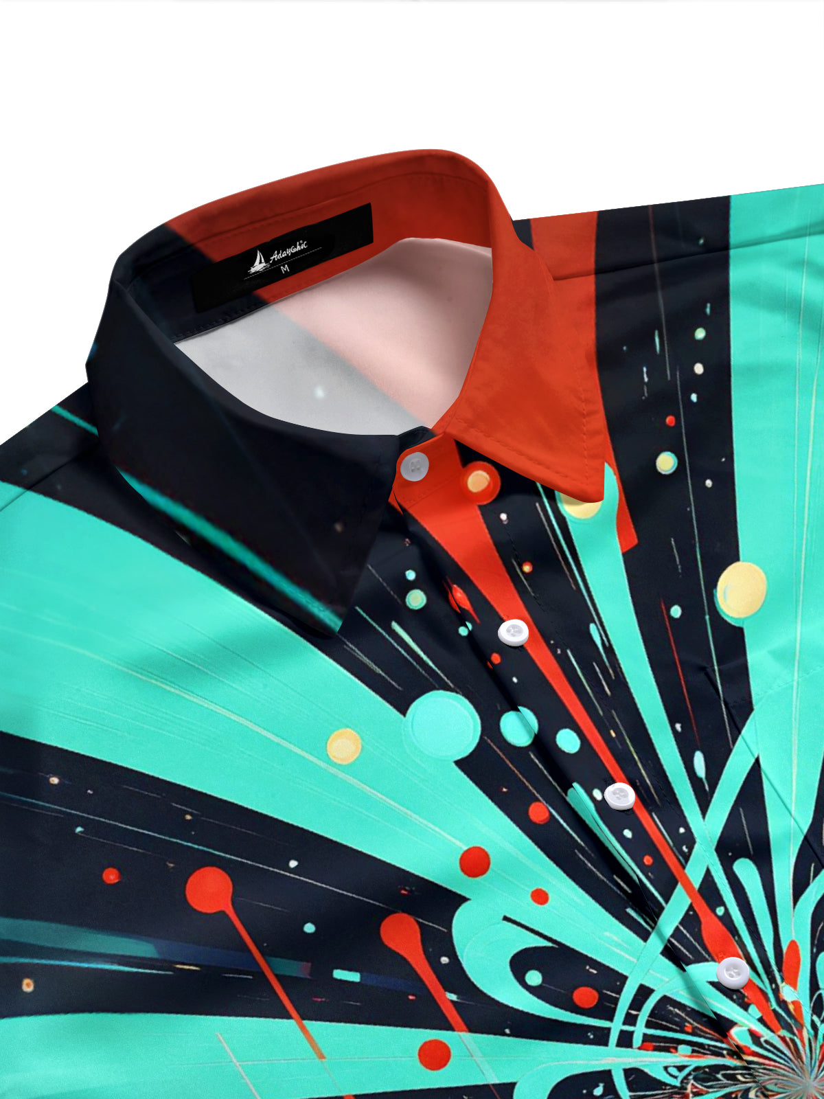 Adaychic Men's Graphic Abstract Spiral Geometric Lines Print Short Sleeve Shirt with Chest Pocket