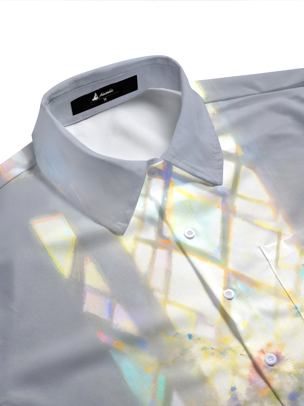 Adaychic Men's Printed Flower Vase Print Short Sleeve Shirt with Chest Pocket