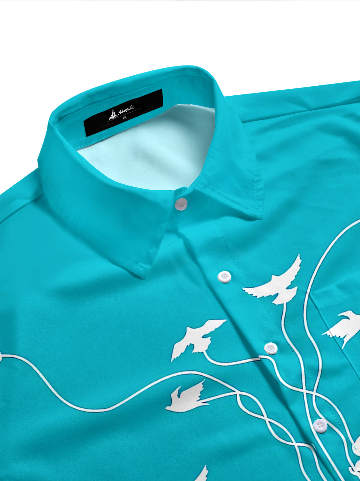 Adaychic Men's Printed Guitar Strings Print Short Sleeve Shirt with Chest Pocket