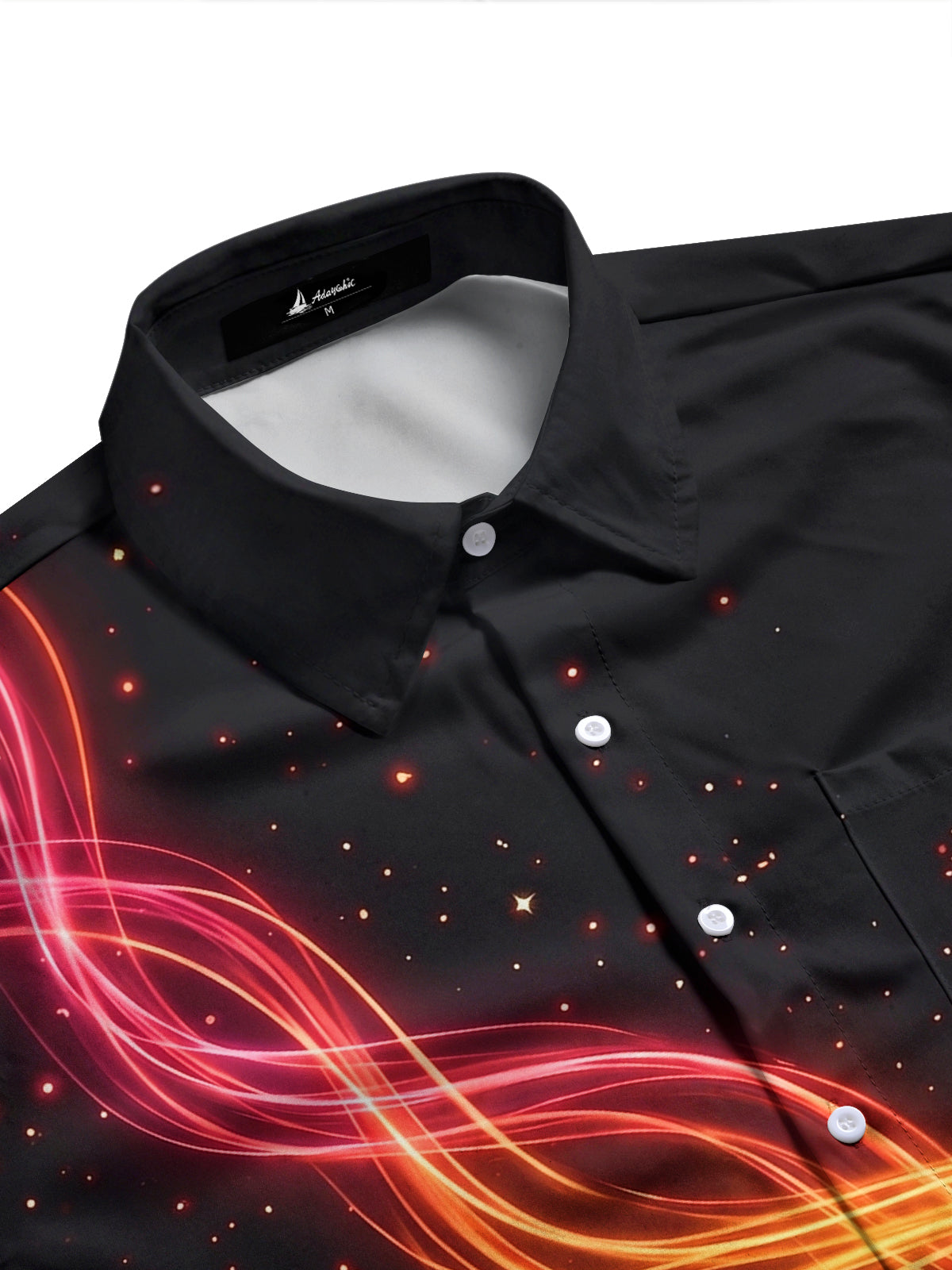 Adaychic Men's Graphic Neon Christmas Stocking Print Long Sleeve Shirt with Chest Pocket