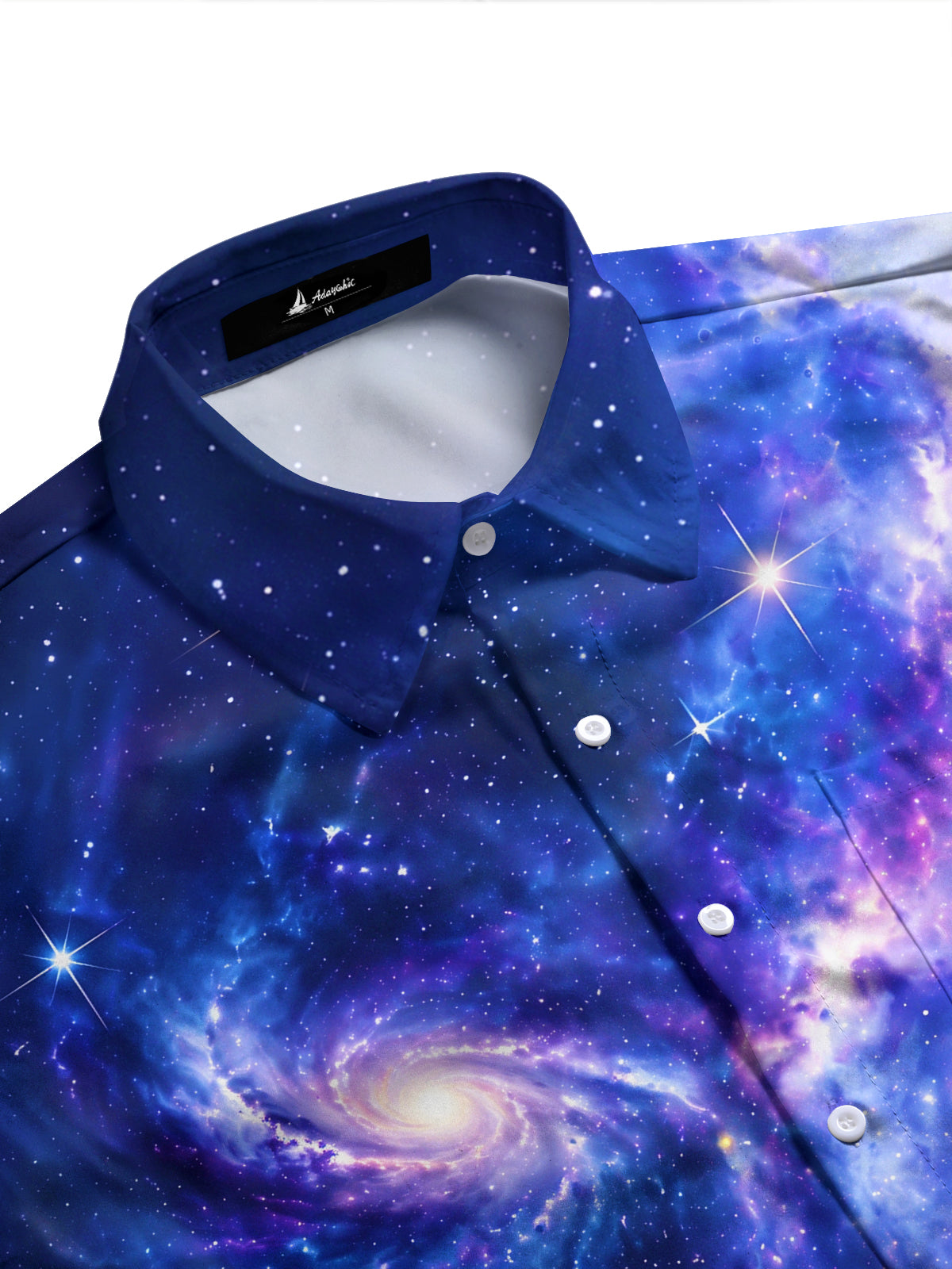 Adaychic Men's Printed Galaxy Nebula And Stars Print Long Sleeve Shirt with Chest Pocket