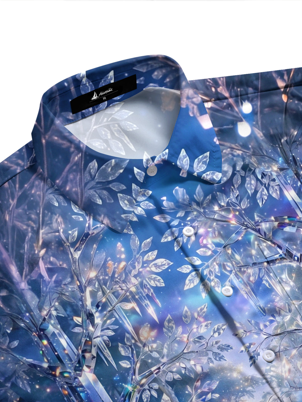 Adaychic Men's Printed Crystal Forest Path Print Long Sleeve Shirt with Chest Pocket