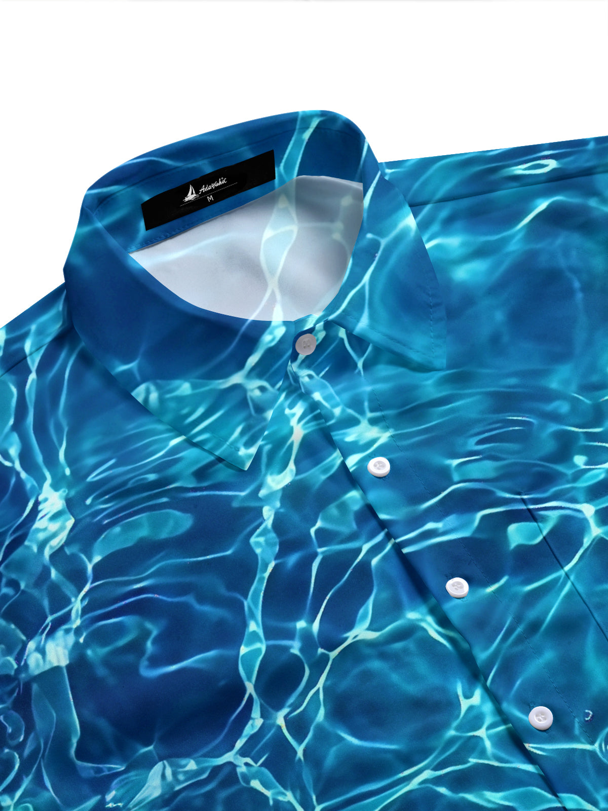 Adaychic Men's Abstract Water Ripples And Bubbles Print Short Sleeve Shirt with Chest Pocket