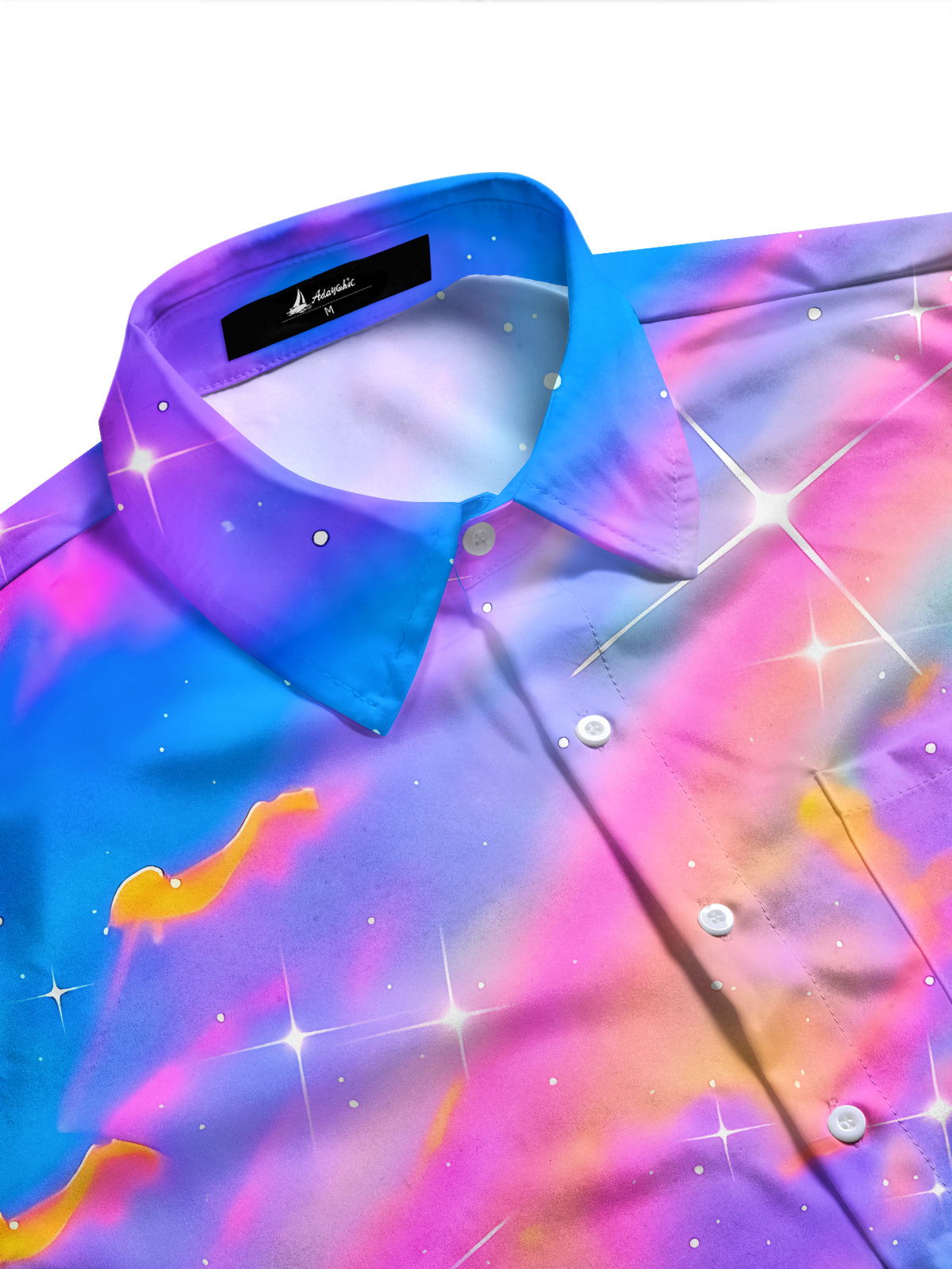 Adaychic Men's Tie Dye Galaxy Nebula Print Long Sleeve Shirt with Chest Pocket