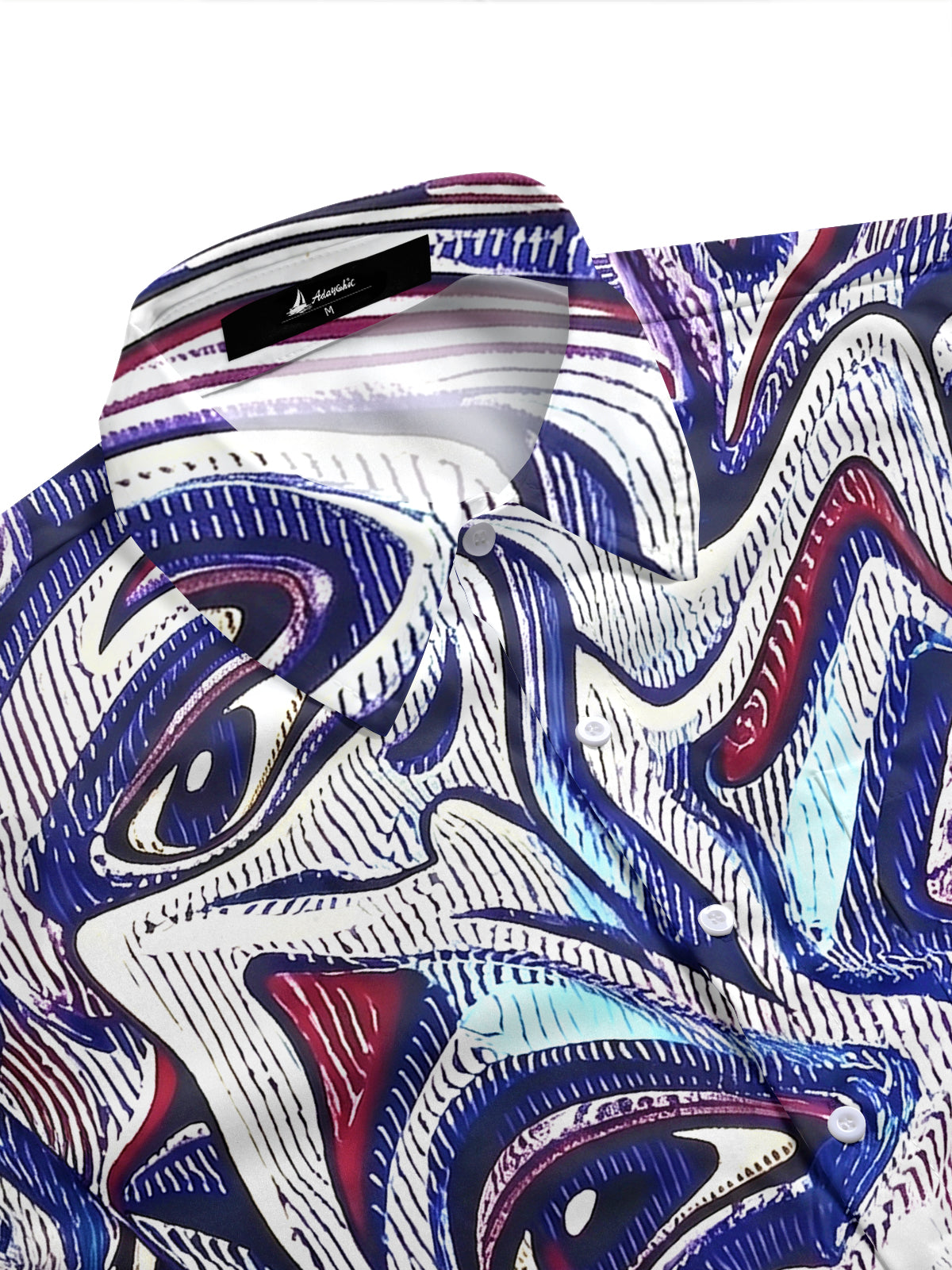 Adaychic Men's Printed Pattern Print Short Sleeve Shirt with Chest Pocket