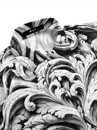 Adaychic Men's 3D Baroque Scrollwork And Human Eyes Print Short Sleeve Shirt with Chest Pocket