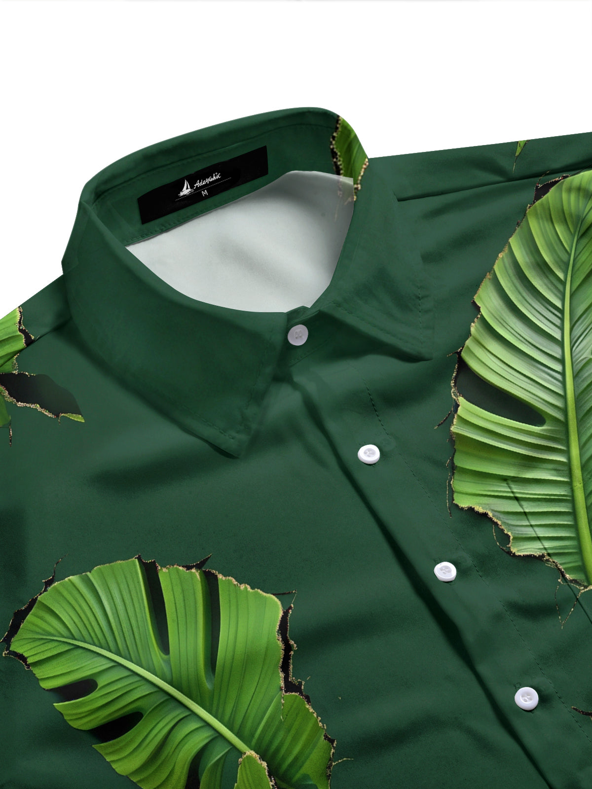 Adaychic Men's Tropical Tropical Palm Leaves Print Long Sleeve Shirt with Chest Pocket