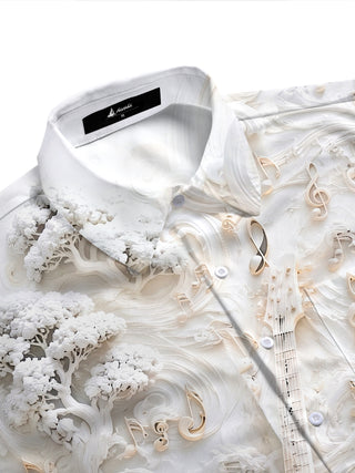 Adaychic Men's Graphic 3D Embossed Musical Instruments Print Short Sleeve Shirt with Chest Pocket
