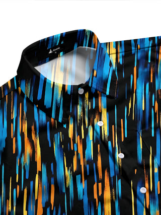 Adaychic Men's Abstract Geometric Brushstrokes Print Long Sleeve Shirt with Chest Pocket