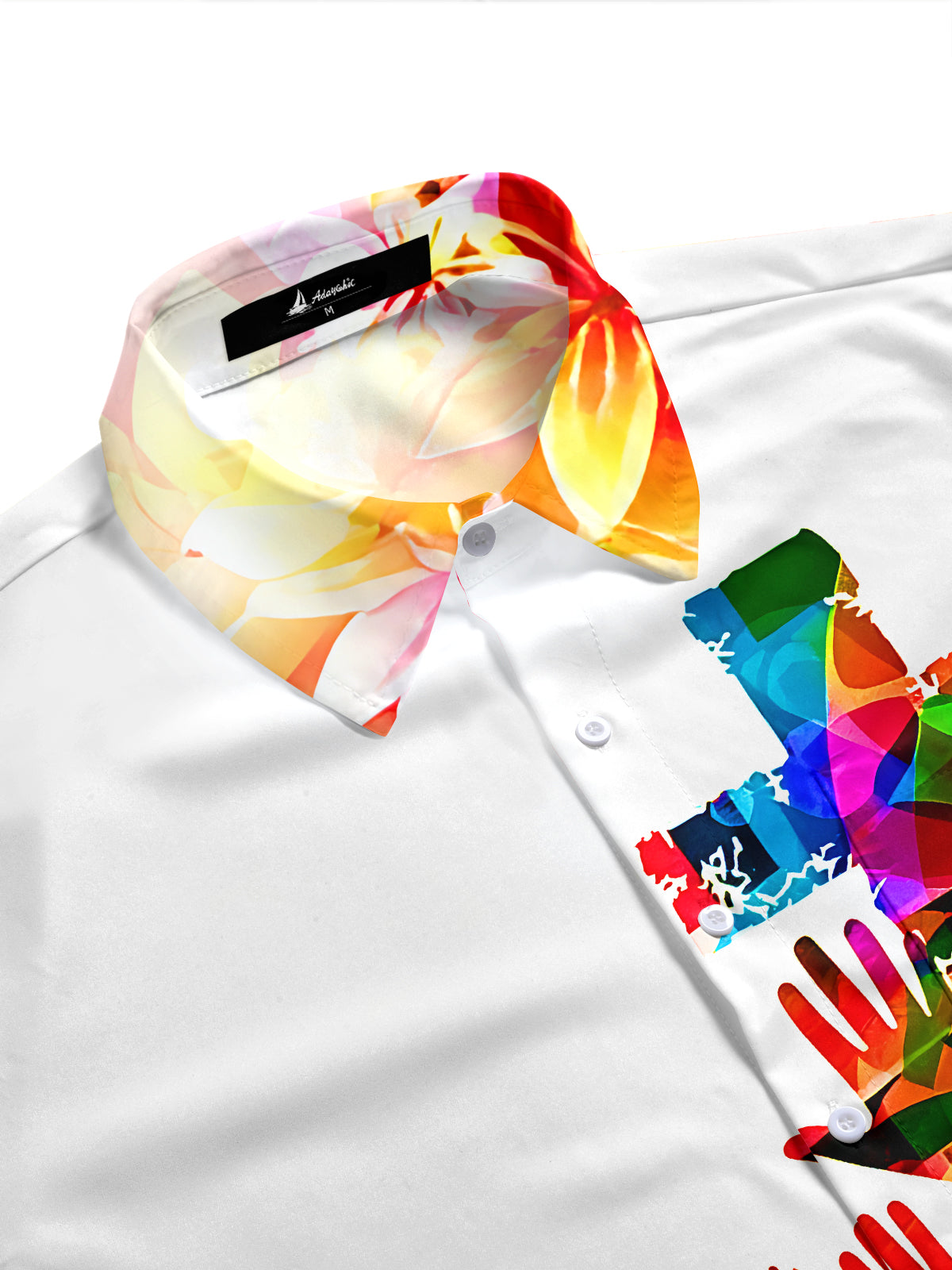 Adaychic Men's Graphic Colorful Cross Print Short Sleeve Shirt with Chest Pocket