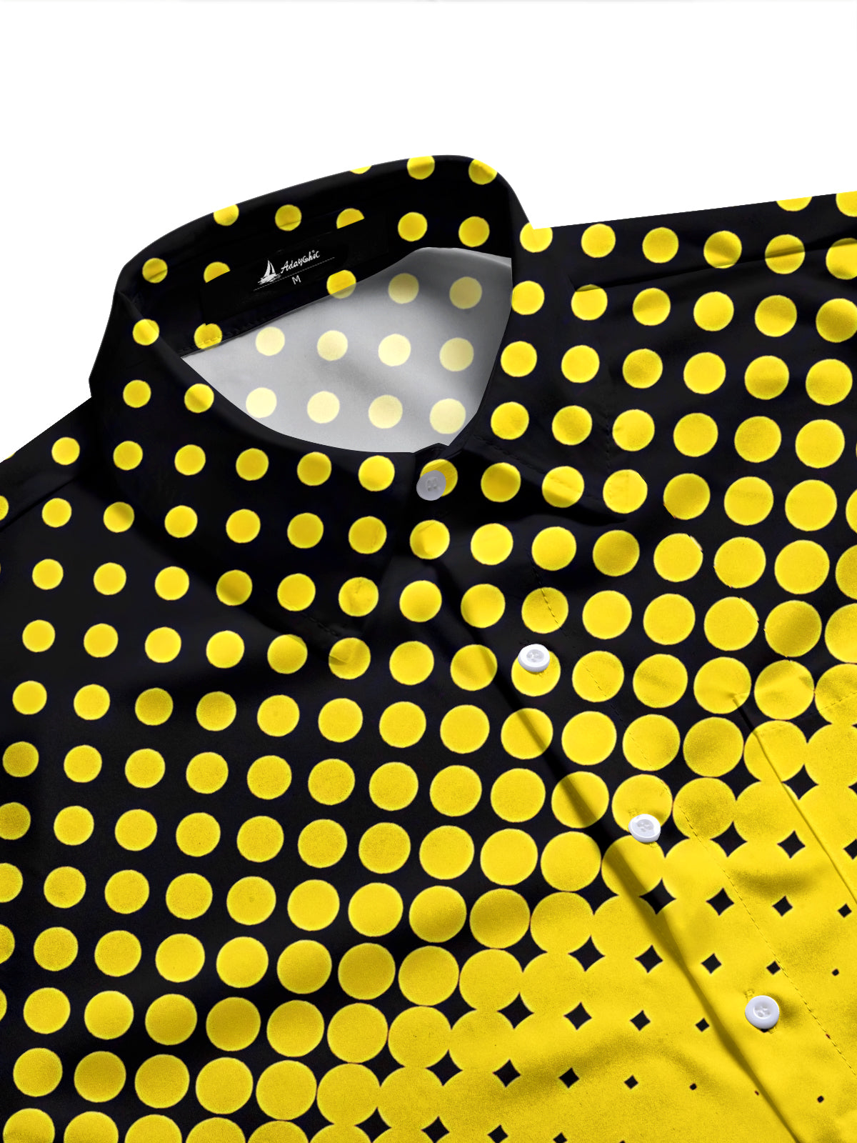 Adaychic Men's Geometric Polka Dot Gradient Print Long Sleeve Shirt with Chest Pocket