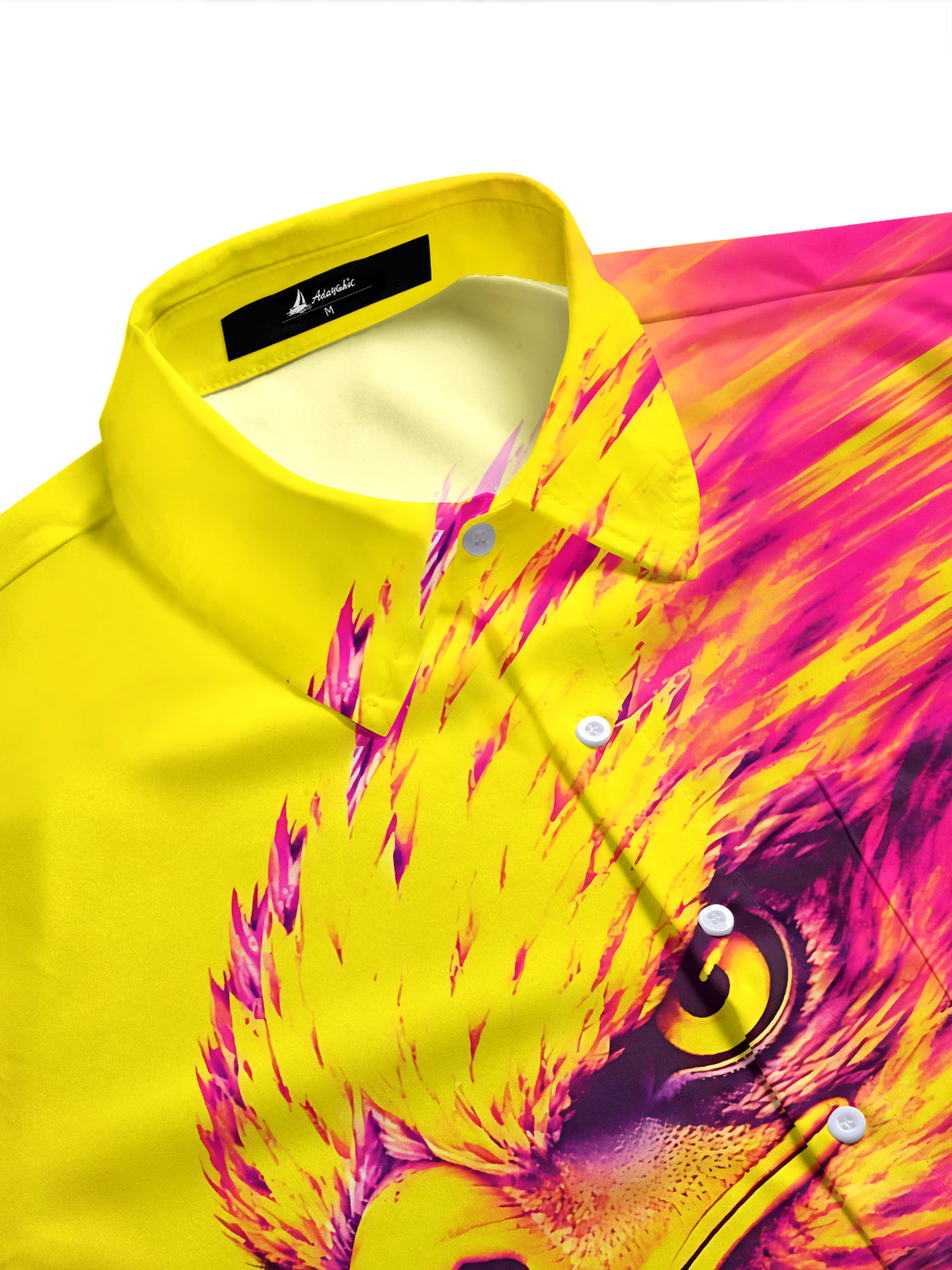 Adaychic Men's Hawaiian Eagle Head Print Short Sleeve Shirt with Chest Pocket