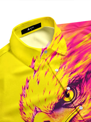 Adaychic Men's Hawaiian Eagle Head Print Short Sleeve Shirt with Chest Pocket