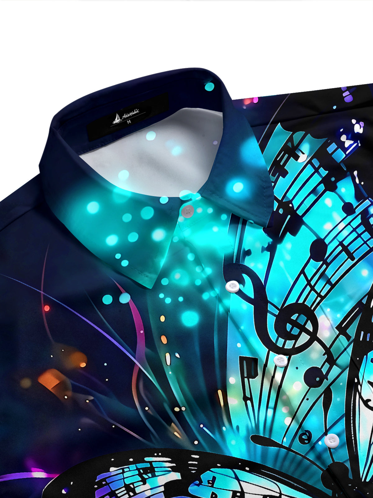 Adaychic Men's Graphic Butterfly Print Musical Notes Print Short Sleeve Shirt with Chest Pocket