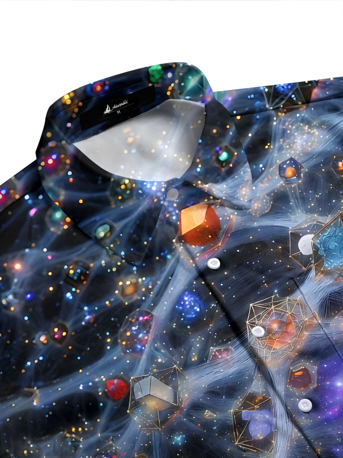 Adaychic Men's Graphic Cosmic Space Nebula Print Long Sleeve Shirt with Chest Pocket