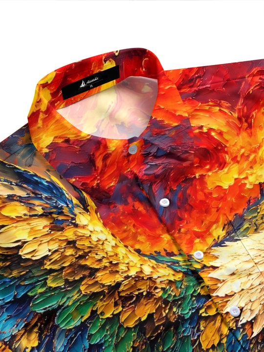 Adaychic Men's Hawaiian Bald Eagle With Spread Wings Print Short Sleeve Shirt with Chest Pocket