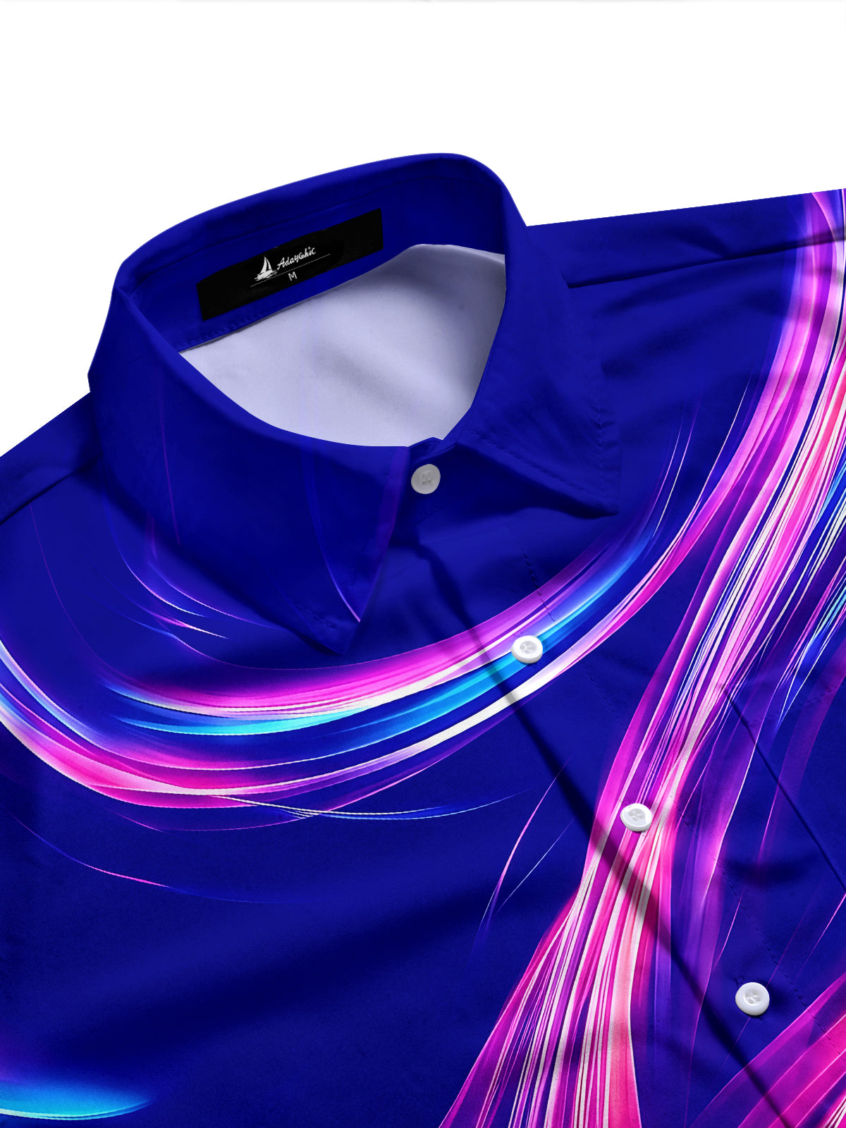 Adaychic Men's Patterned Abstract Wavy Light Streaks Print Long Sleeve Shirt with Chest Pocket