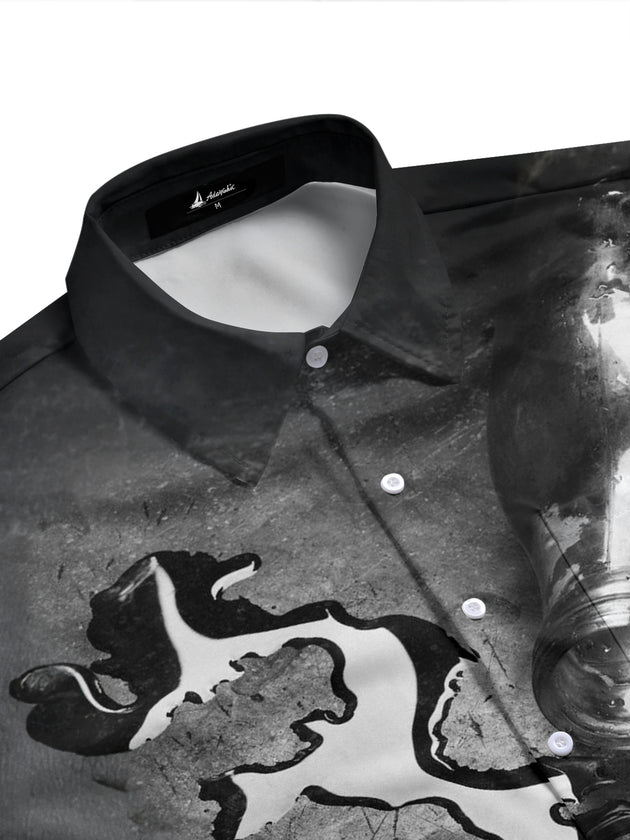 Adaychic Men's Printed Spilled Liquid Print Short Sleeve Shirt with Chest Pocket