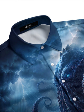 Adaychic Men's Graphic Tropical Print Short Sleeve Shirt with Chest Pocket