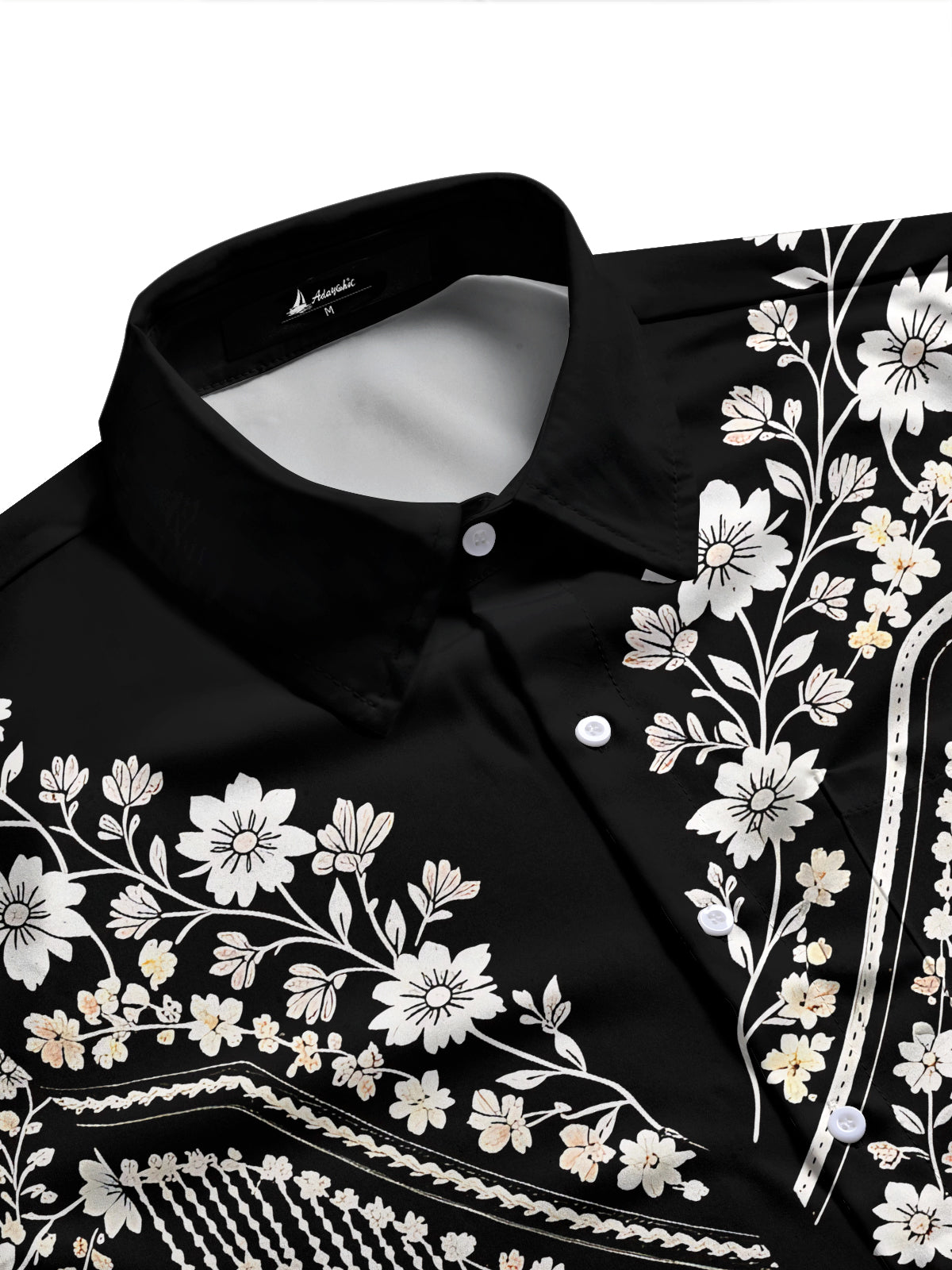 Adaychic Men's Floral Western Floral Embroidery Print Long Sleeve Shirt with Chest Pocket