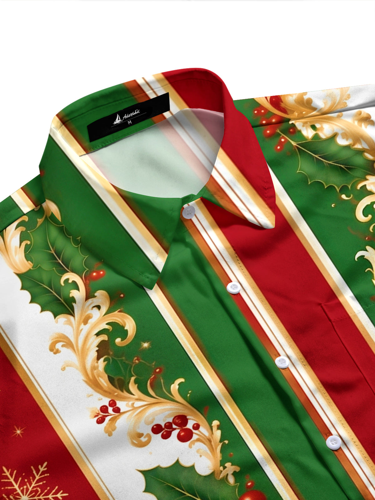 Adaychic Men's Printed Christmas Snowflakes Print Long Sleeve Shirt with Chest Pocket