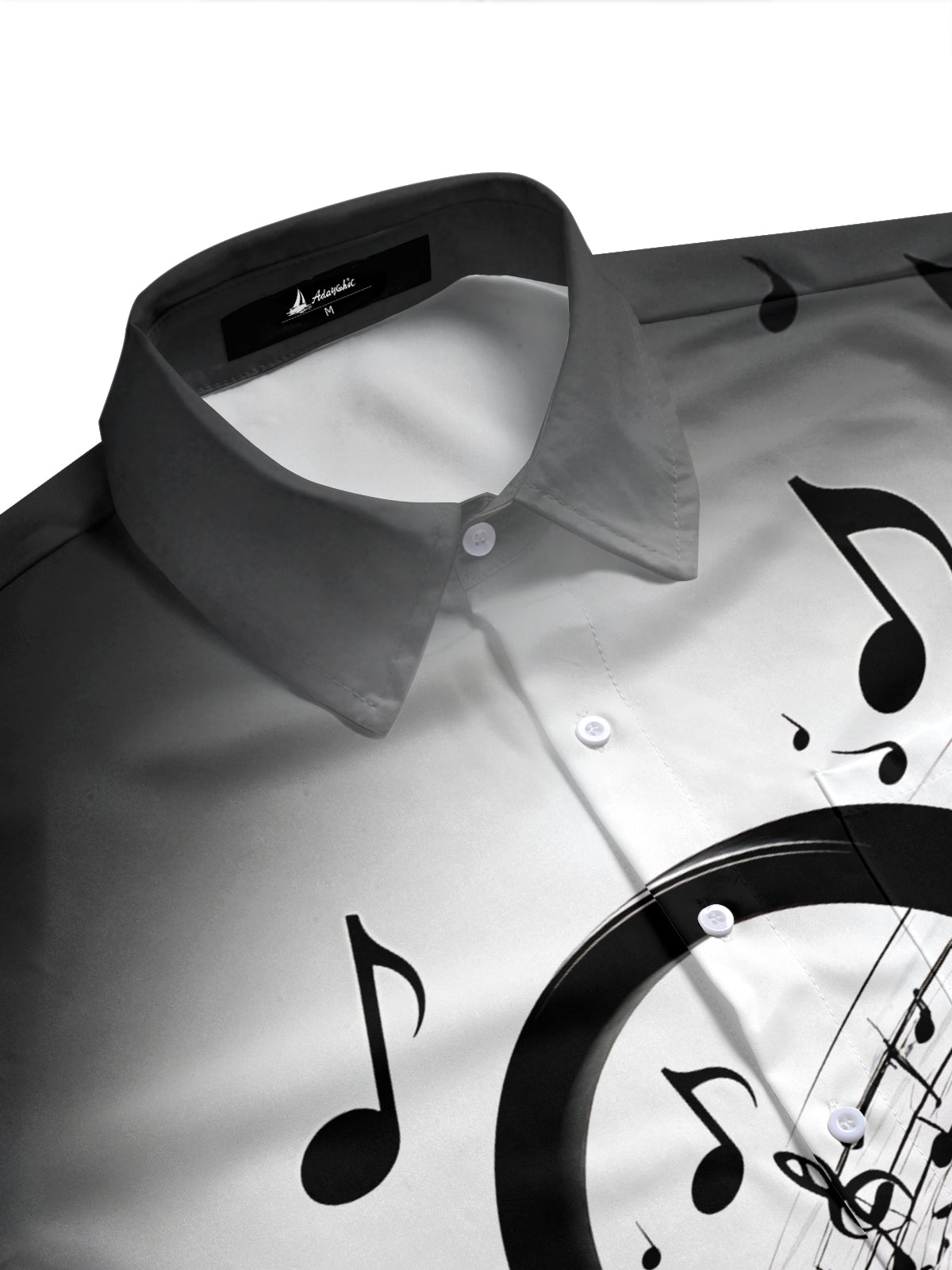 Adaychic Men's Printed Headphones Print Musical Notes Print Short Sleeve Shirt with Chest Pocket