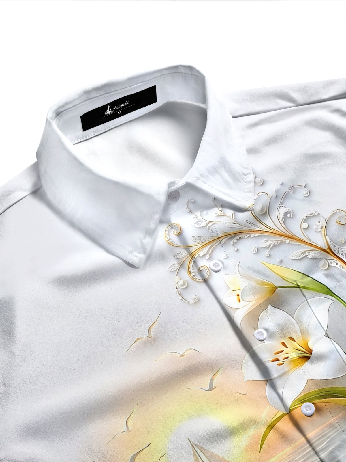 Adaychic Men's Printed Sailboat Sunset Print Long Sleeve Shirt with Chest Pocket