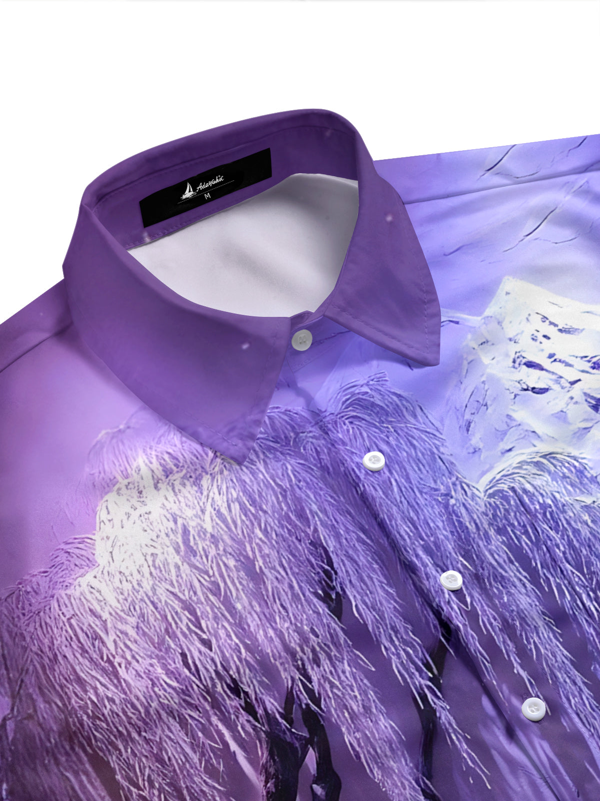 Adaychic Men's Graphic Purple Landscape Print Short Sleeve Shirt with Chest Pocket