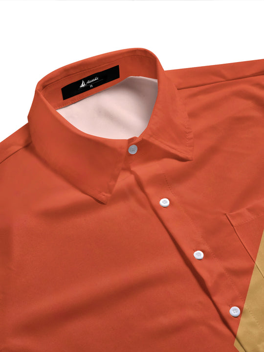 Adaychic Men's Vintage Style Tribal Geometric Pattern Short Sleeve Shirt with Chest Pocket