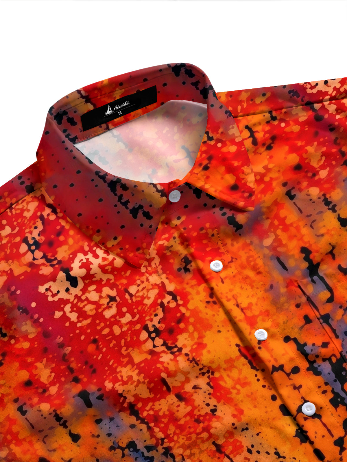 Adaychic Men's Printed Gradient Ink Splash Print Long Sleeve Shirt with Chest Pocket