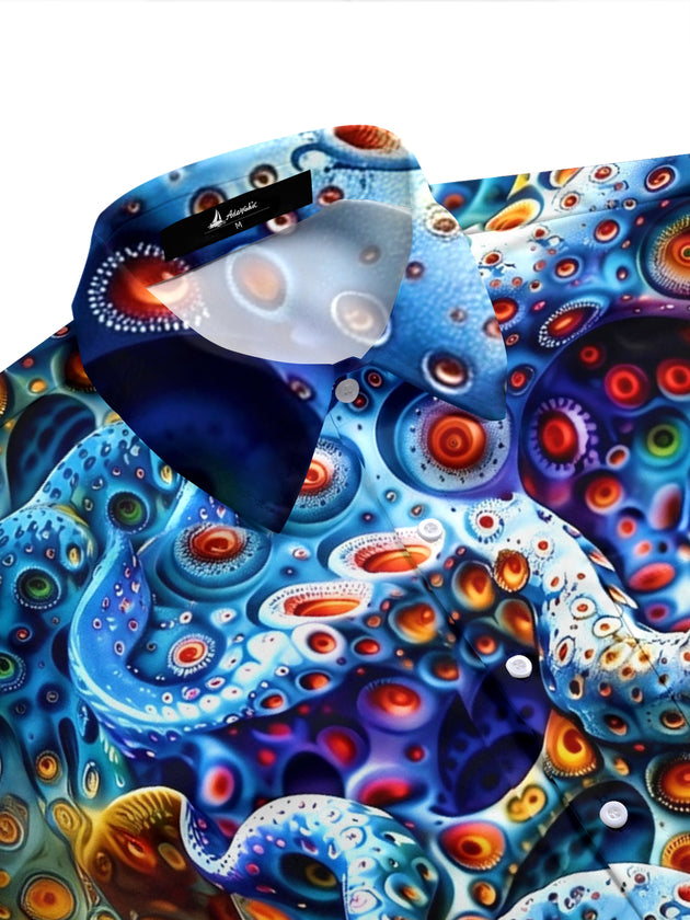 Adaychic Men's Printed Octopus Tentacles Print Short Sleeve Shirt with Chest Pocket