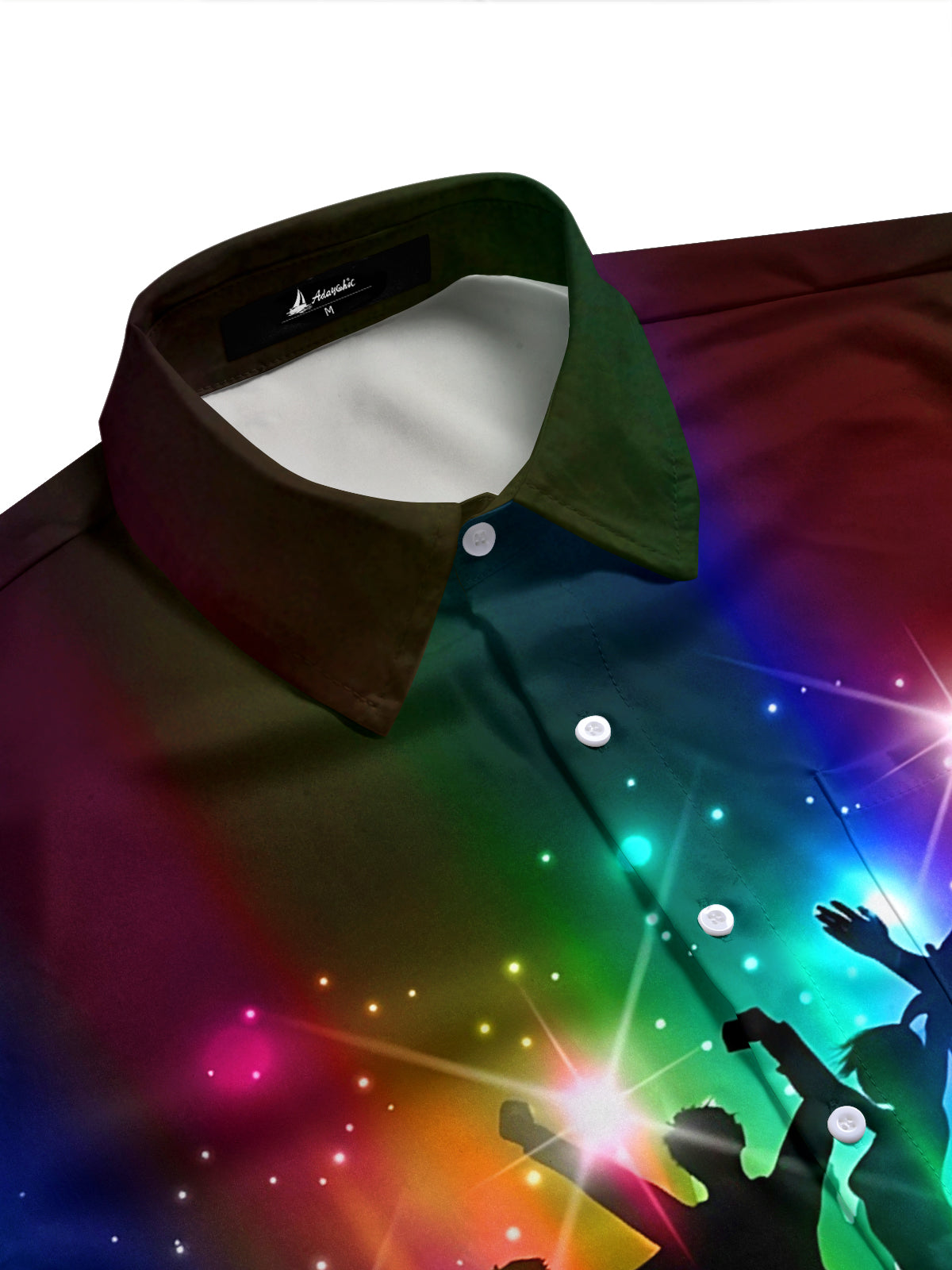 Adaychic Men's Graphic Dancing Silhouettes Print Short Sleeve Shirt with Chest Pocket