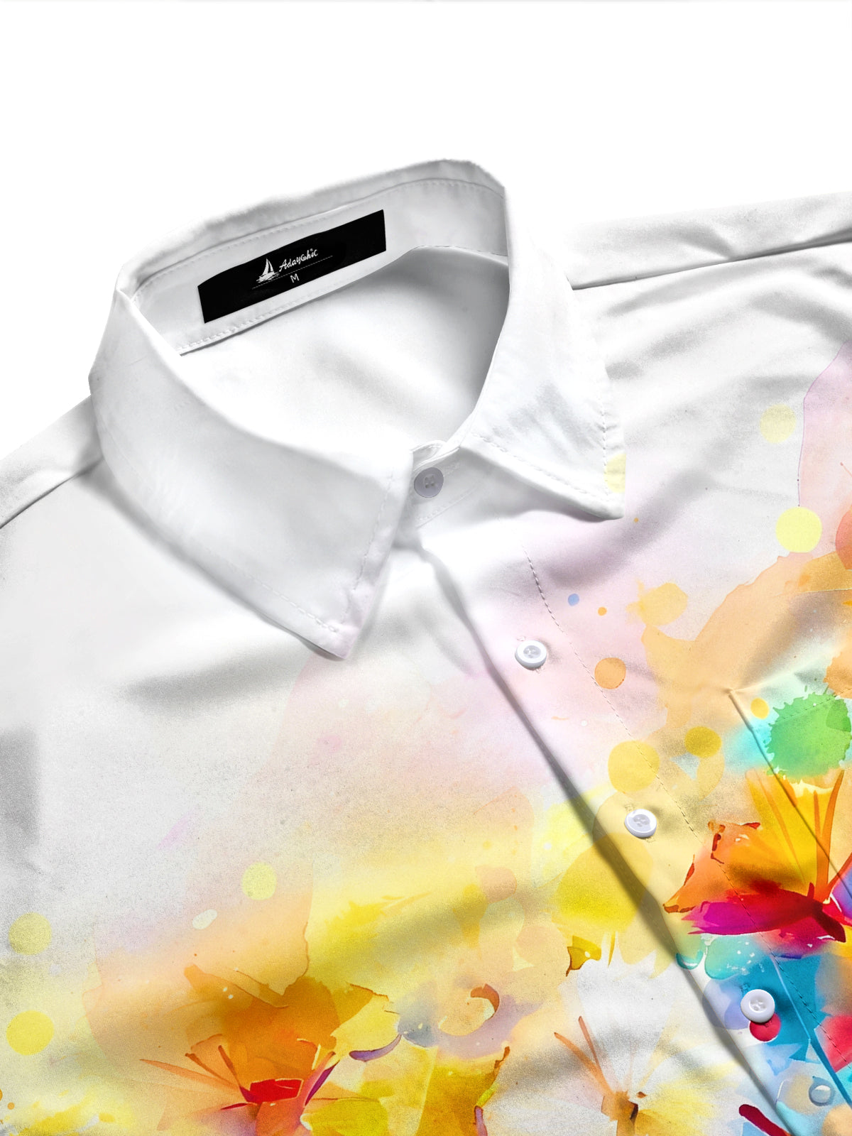 Adaychic Men's Printed Watercolor Floral Print Long Sleeve Shirt with Chest Pocket