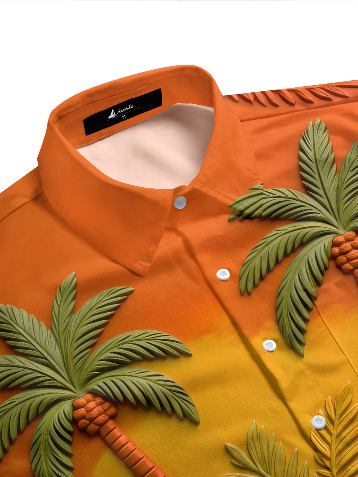 Adaychic Men's Hawaiian Palm Trees And Pineapples Print Short Sleeve Shirt with Chest Pocket