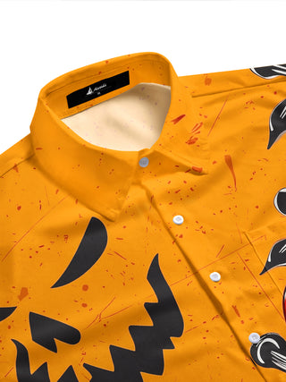 Adaychic Men's Graphic Color Block Print Short Sleeve Shirt with Chest Pocket