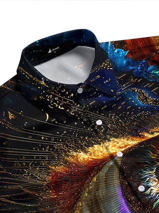 Adaychic Men's Graphic Cosmic Eye Print Short Sleeve Shirt with Chest Pocket