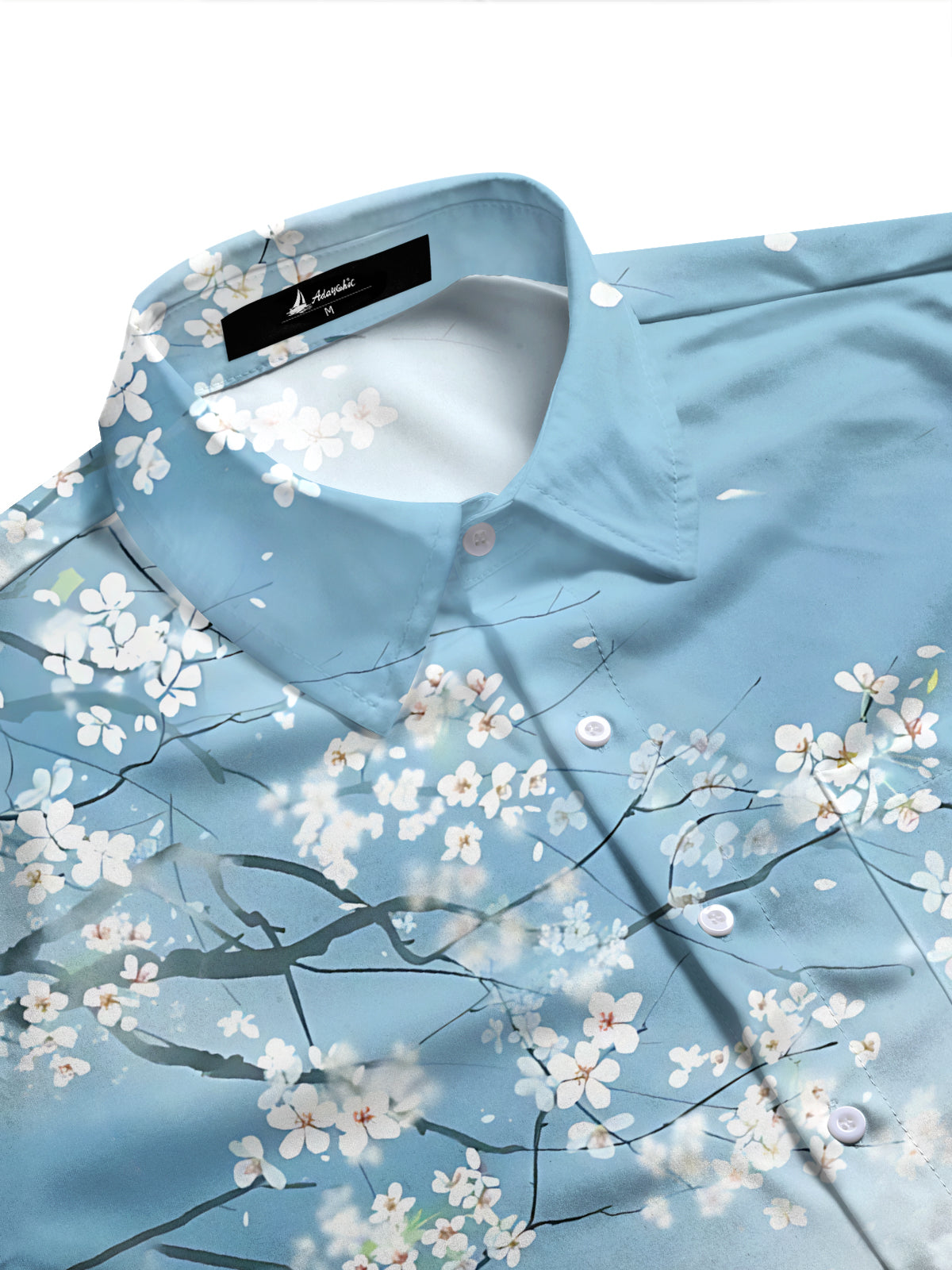 Adaychic Men's Floral Cherry Blossom Branches Print Long Sleeve Shirt with Chest Pocket