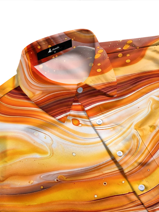 Adaychic Men's Printed Abstract Swirl Pattern Long Sleeve Shirt with Chest Pocket