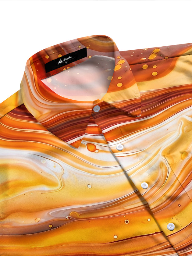 Adaychic Men's Printed Abstract Swirl Pattern Long Sleeve Shirt with Chest Pocket