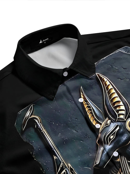 Adaychic Men's Graphic Mythology Print 3D Print Short Sleeve Shirt with Chest Pocket