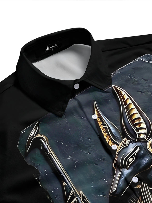 Adaychic Men's Graphic Mythology Print 3D Print Short Sleeve Shirt with Chest Pocket