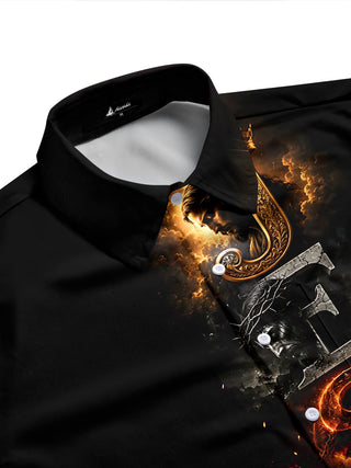Adaychic Men's Graphic Christian Print Religion Print Long Sleeve Shirt with Chest Pocket