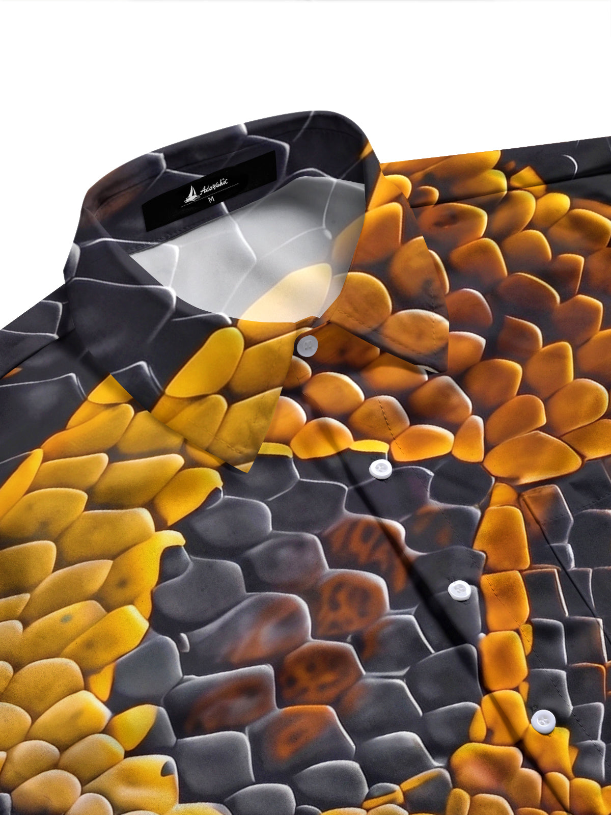 Adaychic Men's Printed Snake Scale Texture Print Long Sleeve Shirt with Chest Pocket